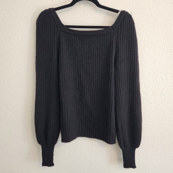 Nanette Lapore Women's Size Large Square Pearl Neck Puff Long Sleeve Sweater New - Picture 4 of 4